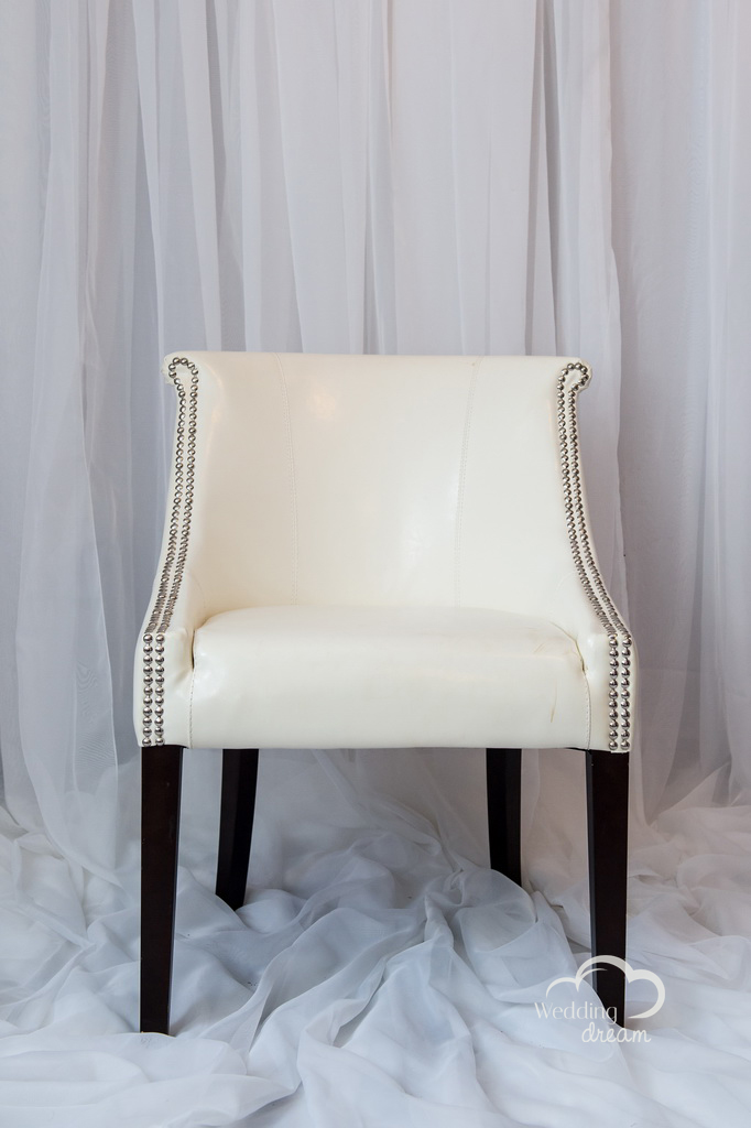 White Leather Studded Chair