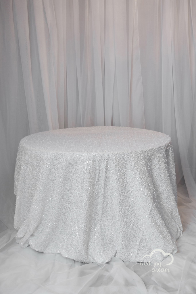 White Sequins Table Cloth